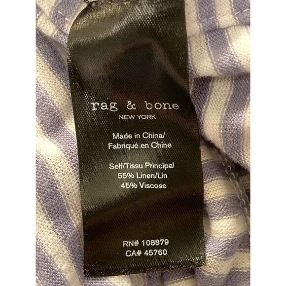 Rag & Bone Linen Blend Round Neck Tunic Top Sz 2XL Dusk Lavender Air Stripe NWT - Picture 7 of 8